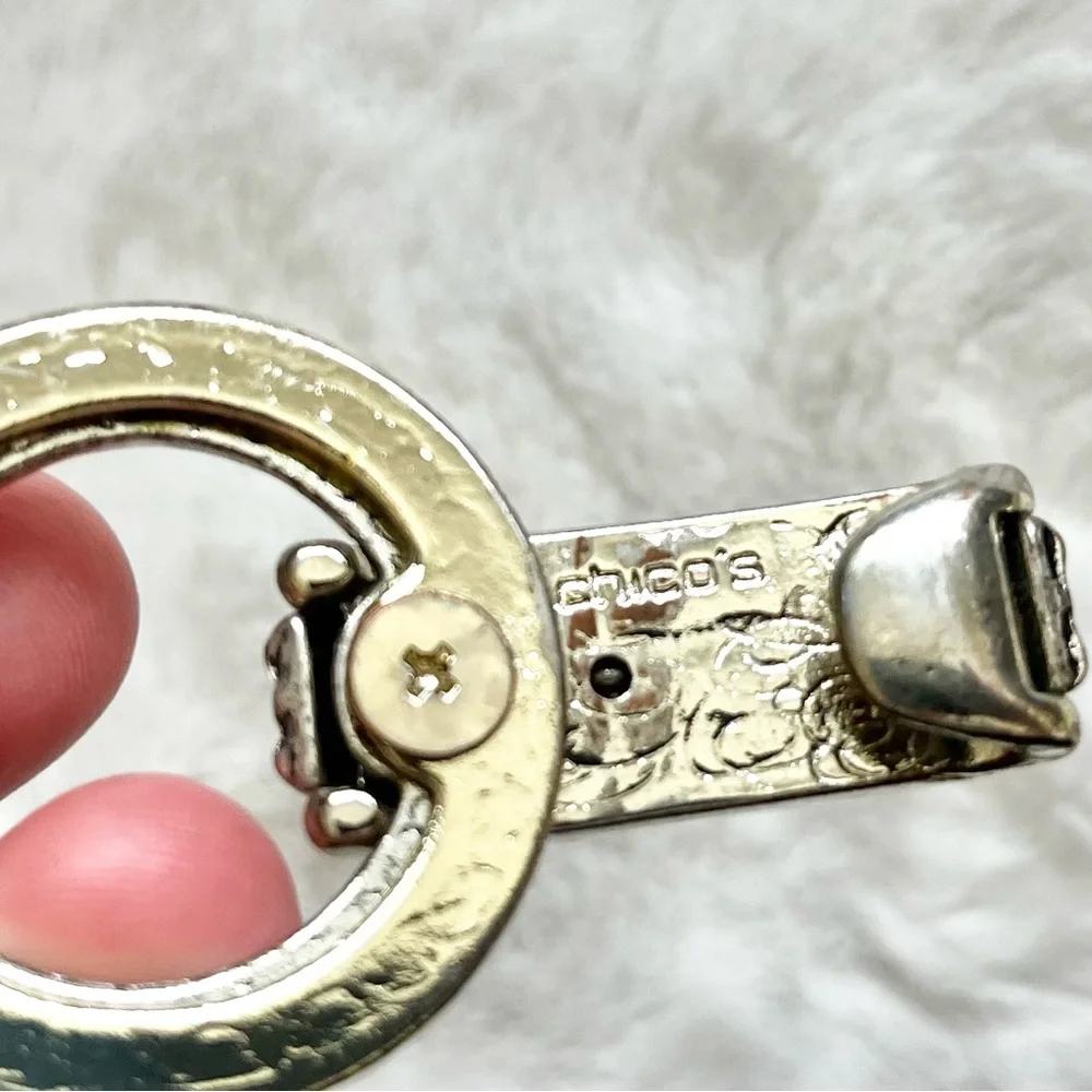 CHICO’S GENUINE LEATHER O RING HOOK BELT SIZE MEDIUM/LARGE CHIC MINIMALIST - Picture 5 of 10